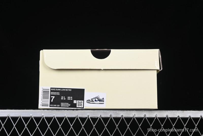 Nike SB Dunk Low Supreme Collaboration - Grey White Blue Swoosh Lace-Up Anniversary Customized Low-Top Casual Skate Shoes - XS1186-100