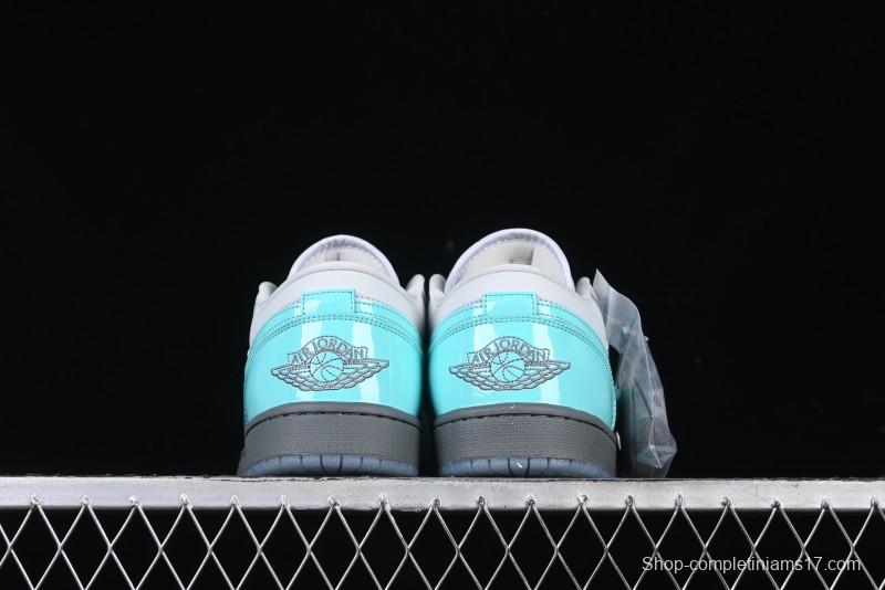 Nike Air Jordan 1 Low AJ1 Patent Leather Grey Green Casual Sneakers - HQ3599-025