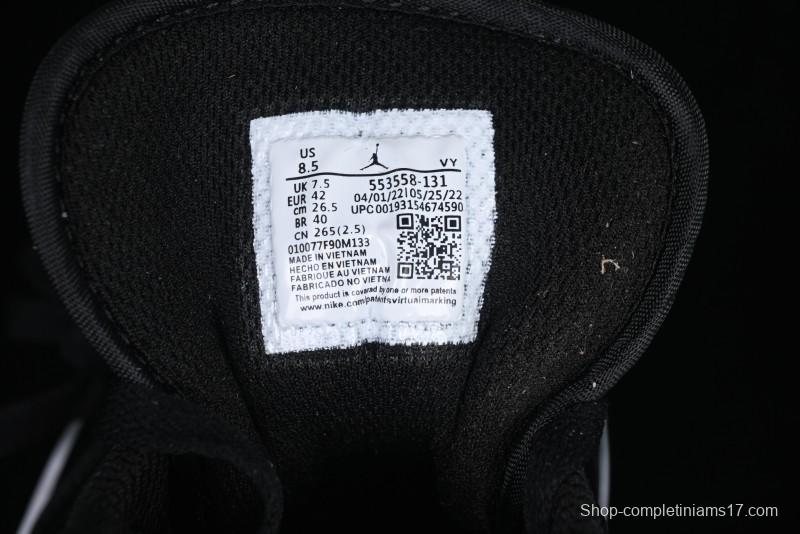 Nike Air Jordan 1 Low AJ1 Basketball Shoes in Black White Silver - 553558-131