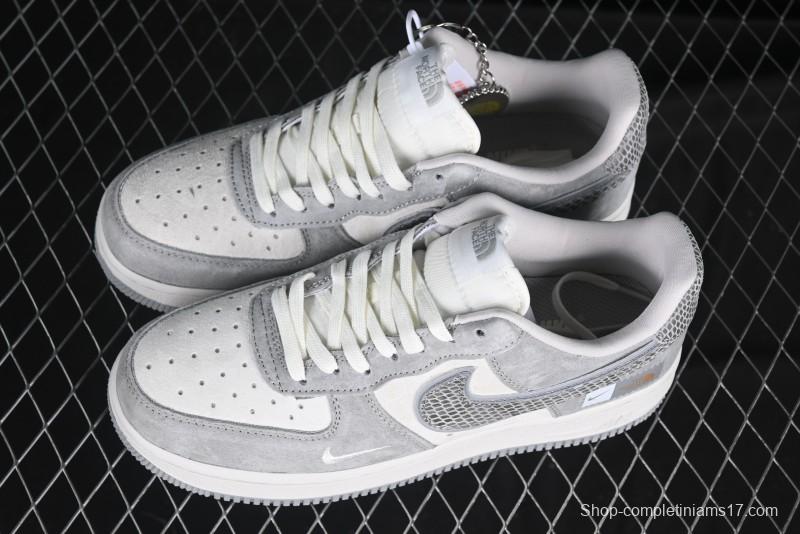 Nike Air Force 1'07 Low The North Face Collaboration Pig Grey Snake Print Low-Top Casual Sneakers - DF0188-027