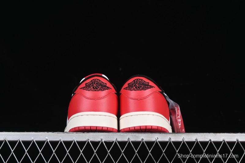 Nike Air Jordan 1 Low AJ1 White Red Black Hook Casual Sneakers - HQ6998-600