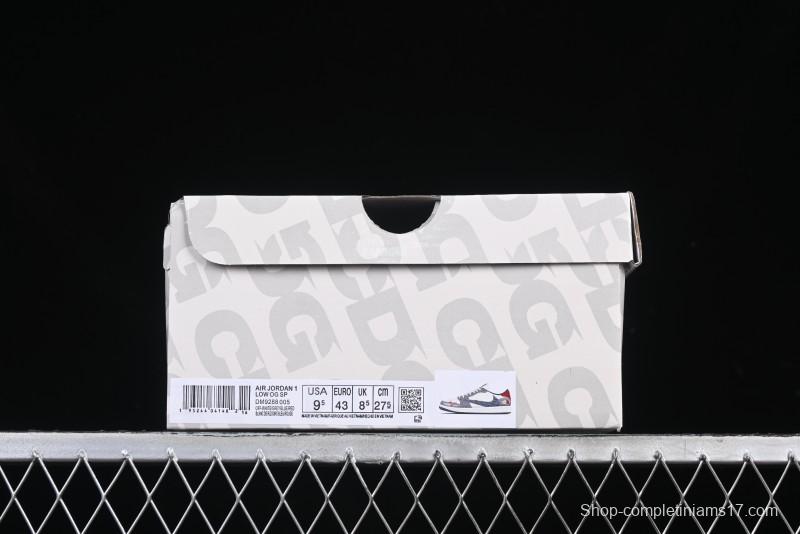 Nike Travis Scott x Fragment Design x Air Jordan 1 Low OG SP AJ1 CDG White Grey Low Top Casual Sneakers - DM9288-005