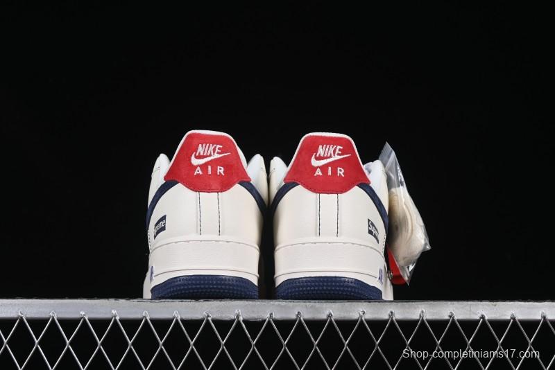 Nike Air Force 1 '07 Low Supreme Collaboration Sneakers with Red Tab and Blue Swoosh - BB7518-021