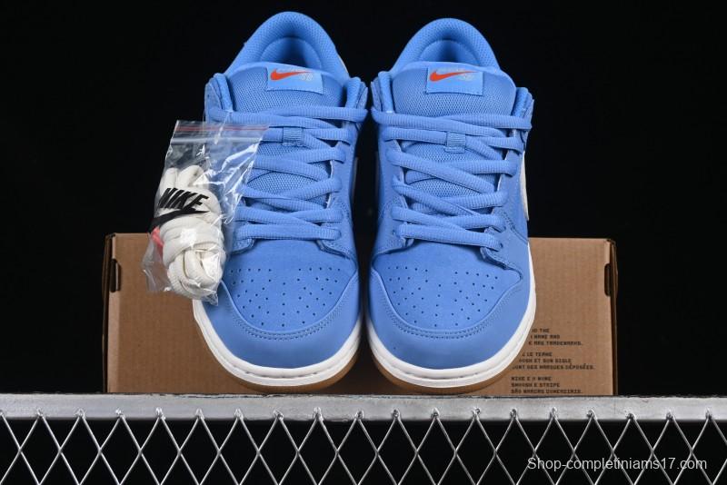 Nike SB Dunk Low Pro ISO Skateboarding Shoes in University Blue with White Swoosh - FJ1674-401