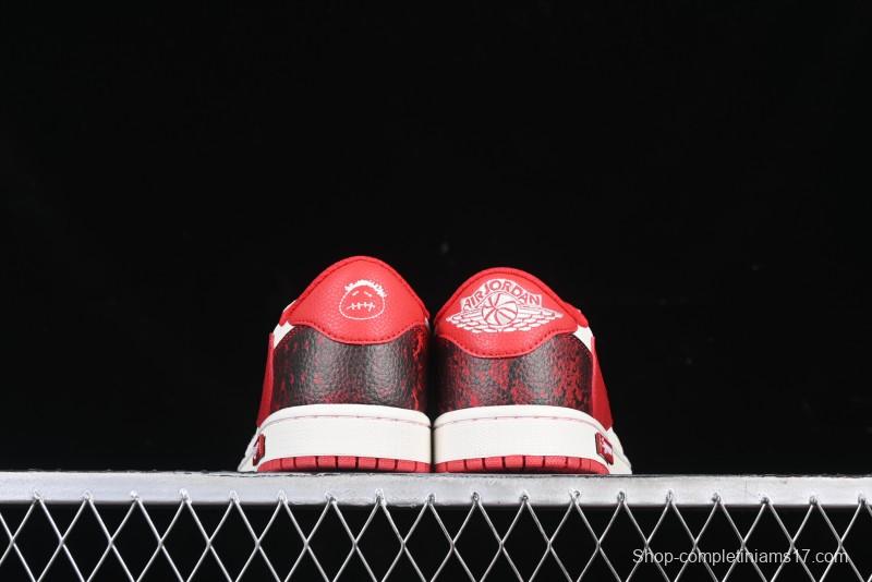 Nike Travis Scott x Fragment Design x Air Jordan 1 Low OG SP AJ1 Supreme Collaboration China Red Low-Top Casual Sneakers - DM7866-076