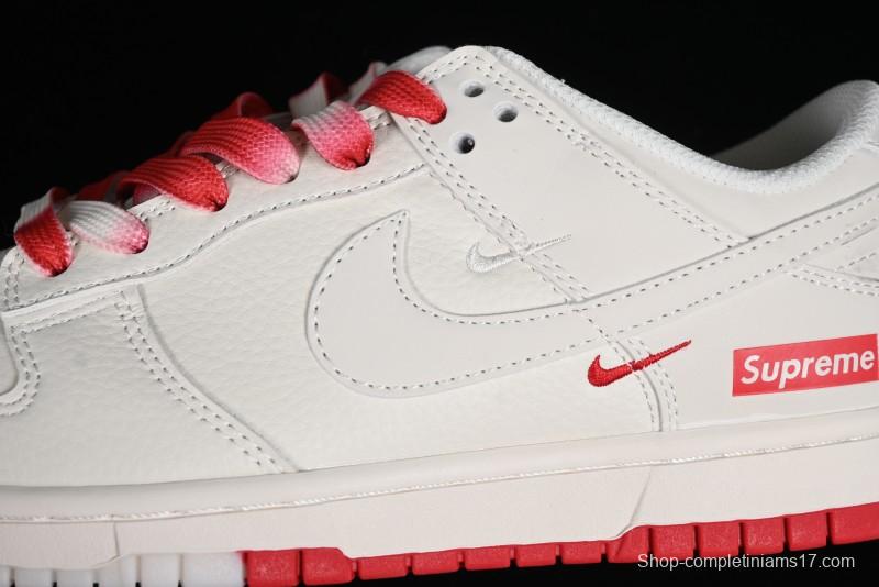 Supreme x Nike SB Dunk Low Anniversary Custom White Red Colorway Low-Top Casual Skate Shoes - BB8657-107