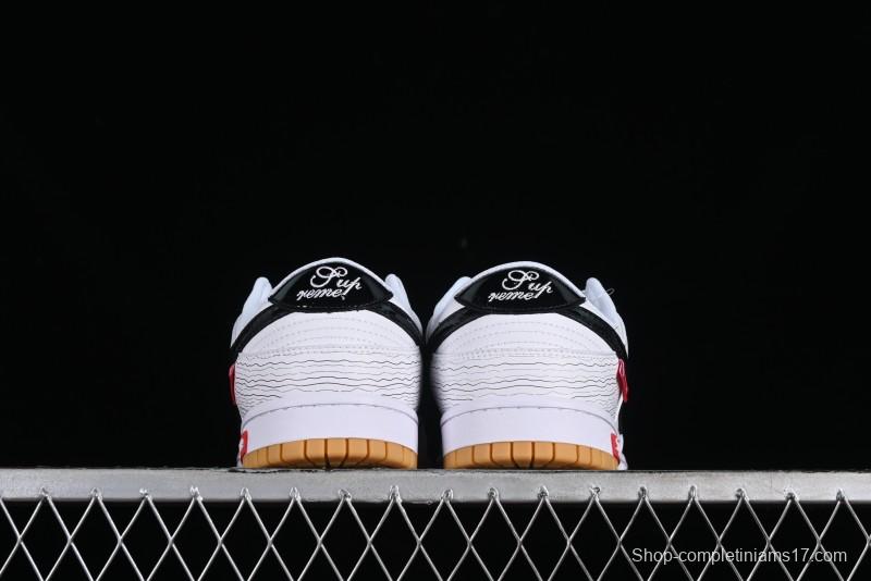 Supreme x Nike Dunk Low SB Casual Skate Shoes with Zoom Air Cushion - XD6188-034