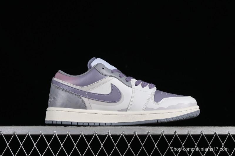Nike Air Jordan 1 Low AJ1 Retro Basketball Shoes with Panda Mischief Modern Floral Design - 553560-053
