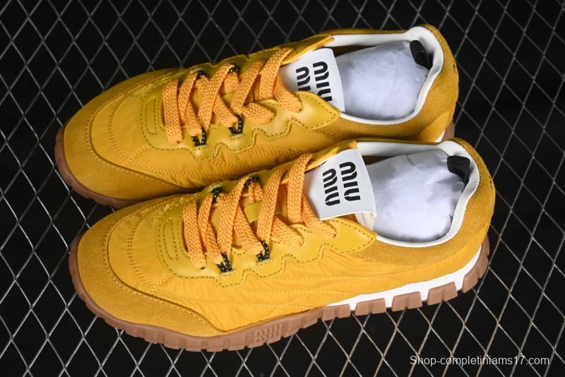 Miu Miu Suede Round Toe Lace-Up Women's Low-Top Casual Shoes - 99D4