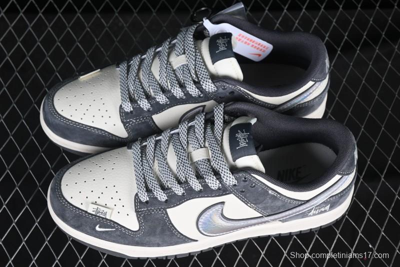 Nike SB Dunk Low Stussy Collaboration Embroidered Swoosh Anniversary Custom Low-Top Casual Sneakers - DM6868-036