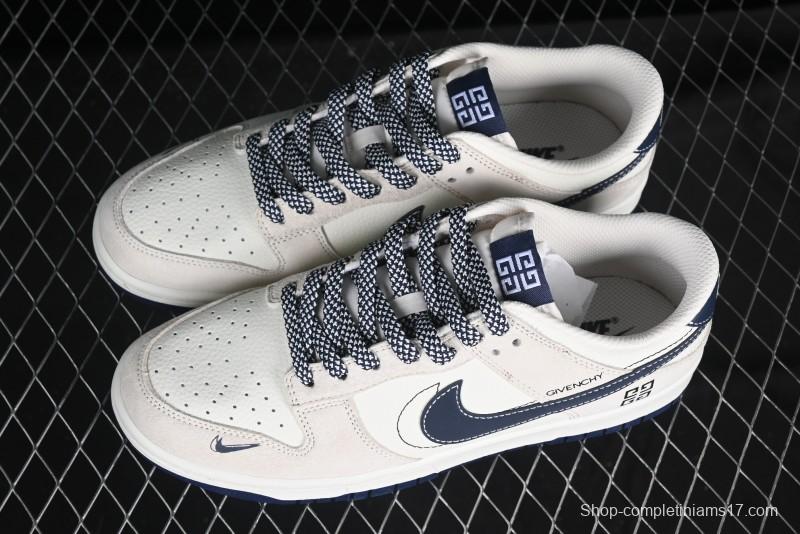 Nike SB Dunk Low Givenchy Collaboration Grey Pigskin Anniversary Custom Low-Top Casual Skate Shoes - DJ2024-112