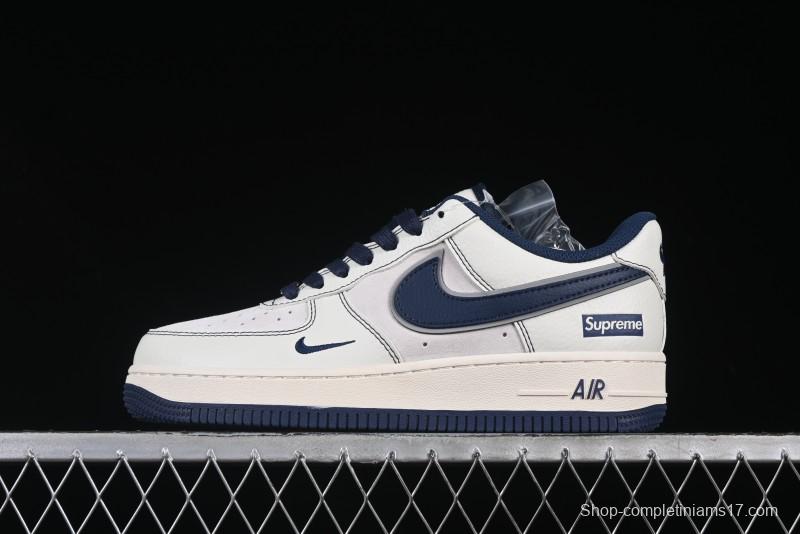 Nike Air Force 1 '07 Low Supreme Collaboration Navy Blue Line Low-Top Casual Sneakers - XZ6188-019
