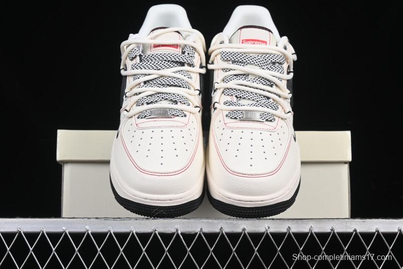 Nike Air Force 1 '07 Low Supreme Collaboration - Beige Red Lace-Up Low-Top Casual Sneakers SJ1198-104