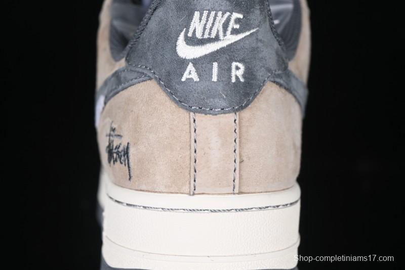 Nike Air Force 1 '07 Low Stussy Collaboration - Lambskin Brown Low-Top Casual Sneakers - XZ6188-888