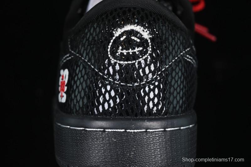 Nike Travis Scott x Fragment Design x Air Jordan 1 Low OG SP AJ1 Year of the Snake Limited Black Snake Web Low Top Casual Sneakers - CH6336-018