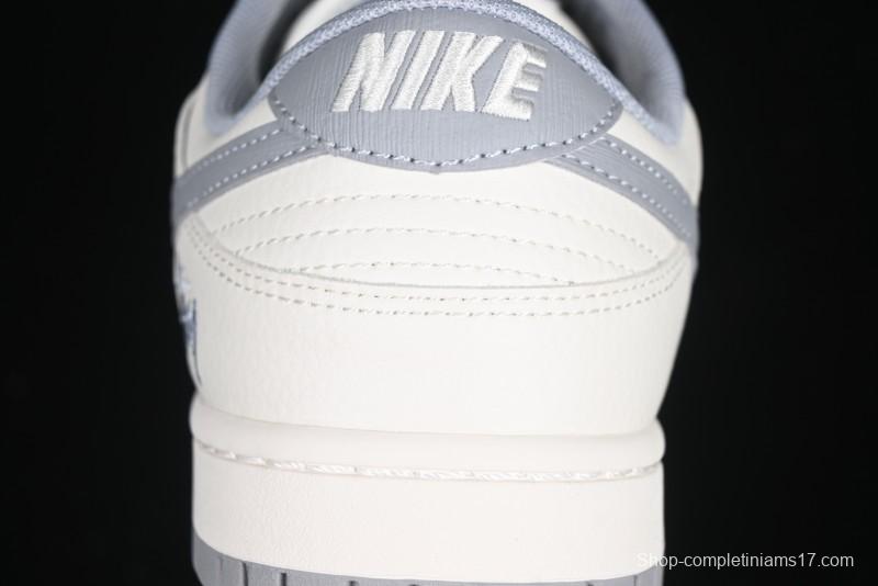 Nike SB Dunk Low Stussy Collaboration Light Grey Brushed Swoosh Anniversary Custom Low-Top Casual Sneakers - XX2025-608