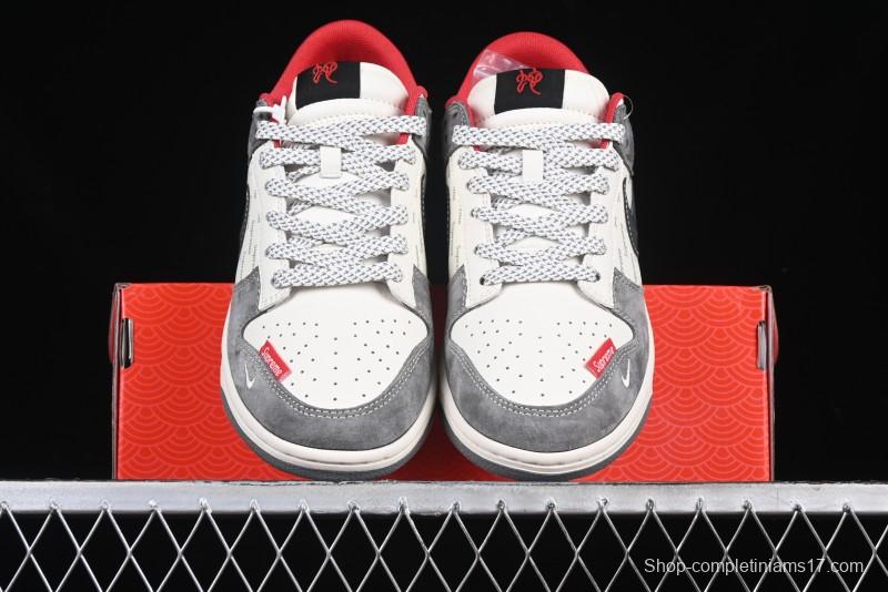 Nike SB Dunk Low Supreme Collaboration Bullet Screen Black Check Anniversary Customized Low-Top Casual Sneakers - FC1688-208