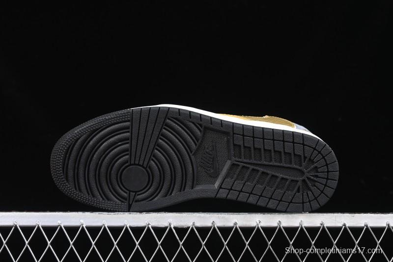 Nike Travis Scott x Fragment Design x Air Jordan 1 Low OG SP AJ1 Snake Year Limited Gold Snake Low-top Casual Sneakers - XZ2025-288