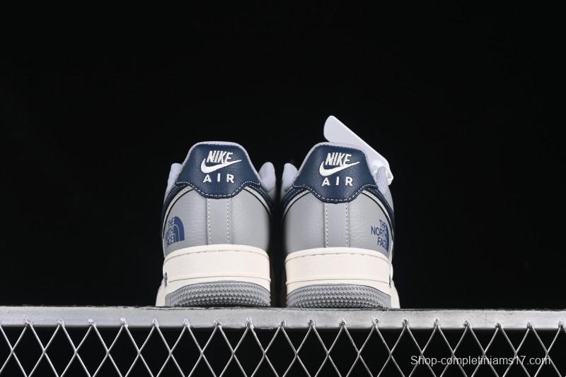 Nike Air Force 1 '07 Low The North Face Collaboration Grey Blue Double Swoosh Casual Sneakers - XS1958-520
