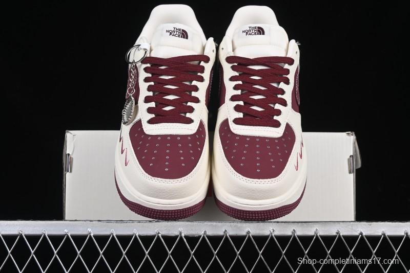 Nike Air Force 1 '07 Low The North Face Collaboration Burgundy Swoosh Casual Sneakers - KK1988-042