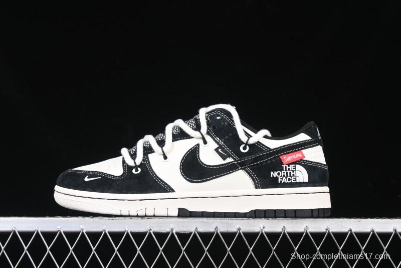 Nike SB Dunk Low The North Face x Supreme Anniversary Edition Customized Lace-Up Black White Black Swoosh Casual Skate Shoes - YX5066-227