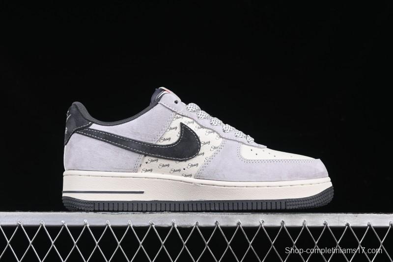 Nike Air Force 1 '07 Low Stussy Collaboration Pig Skin Swoosh Logo Low-Top Casual Sneakers - XS1958-501