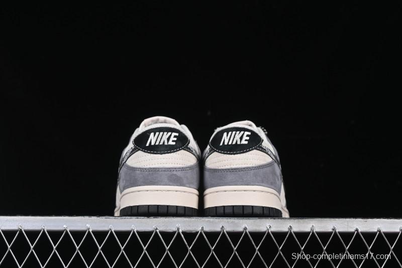 Nike SB Dunk Low Anniversary Edition Customized Sneakers with Grey Swoosh Logo - DJ2024-083