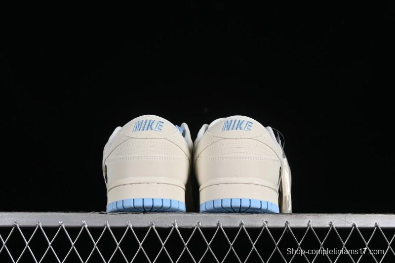 Nike SB Dunk Low BAPE Collaboration - Off-White Mini Blue Swoosh Anniversary High-End Custom Low-Top Casual Sneakers - XD6188-027