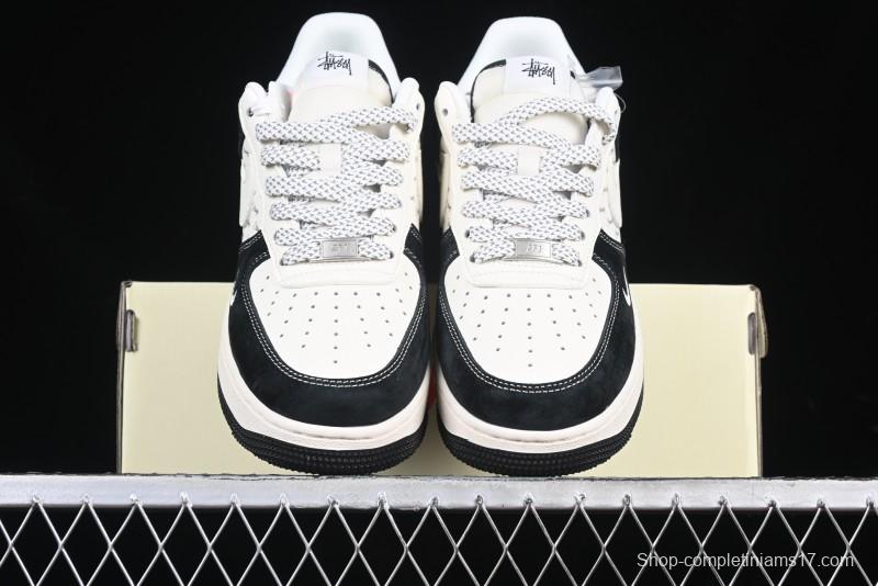 Nike Air Force 1 '07 Low Stussy Collaboration - Black White Casual Sneakers - XZ6188-671