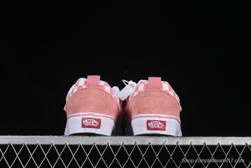 Vans Knu Skool Low Top Comfortable Slip Resistant Wear Resistant Casual Sneakers in Pink Checker - VN0009QCREV
