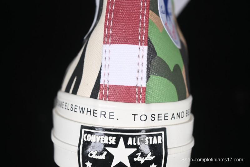 Converse x Brain Dead High Top Casual Sneakers with Mismatched Camouflage Design - A12219C