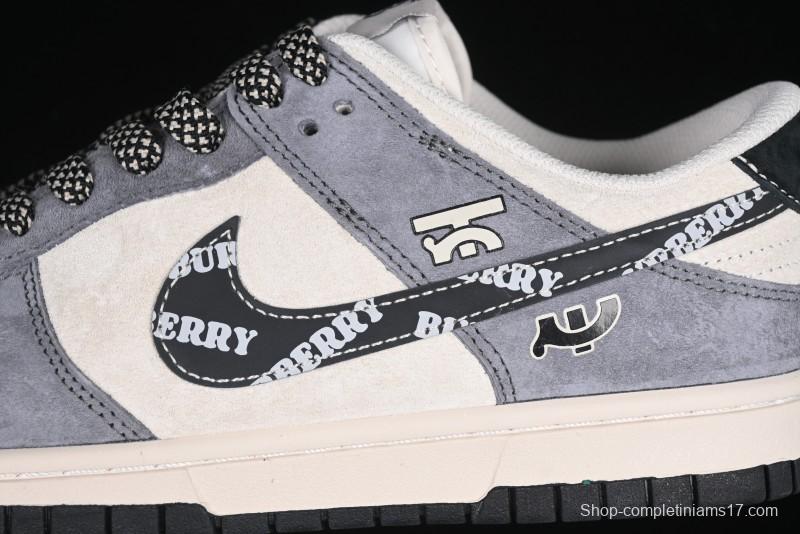 Nike SB Dunk Low Anniversary Edition Customized Sneakers with Grey Swoosh Logo - DJ2024-083