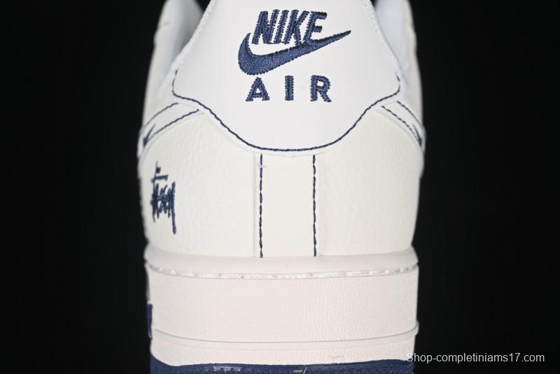 Nike Air Force 1 '07 Low Stussy Collaboration Grey Swoosh Casual Sneakers - HH7518-063
