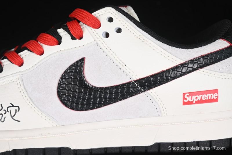 Nike SB Dunk Low Year of the Snake Series - Black Snakeskin with Black Swoosh Anniversary Custom Low-Top Casual Skate Shoes - DM6868-012