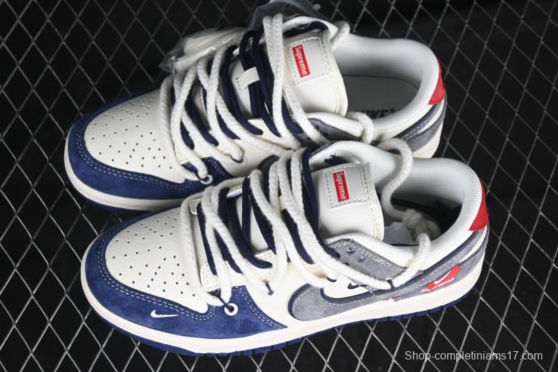 Nike SB Dunk Low Supreme Collaboration Sneakers in Gray Blue with Gray Swoosh - YX5066-260