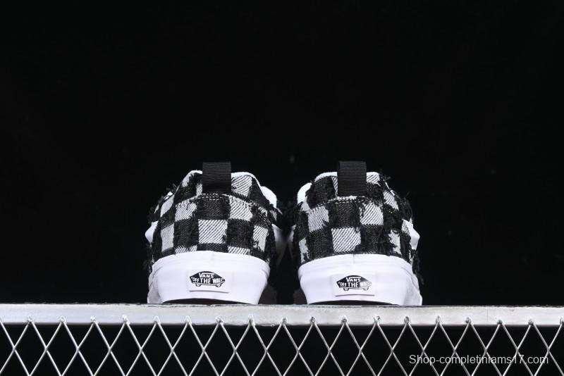 Vans Knu Skool Checkerboard Washed Denim Low-Top Casual Skate Shoes - VN000CS0239