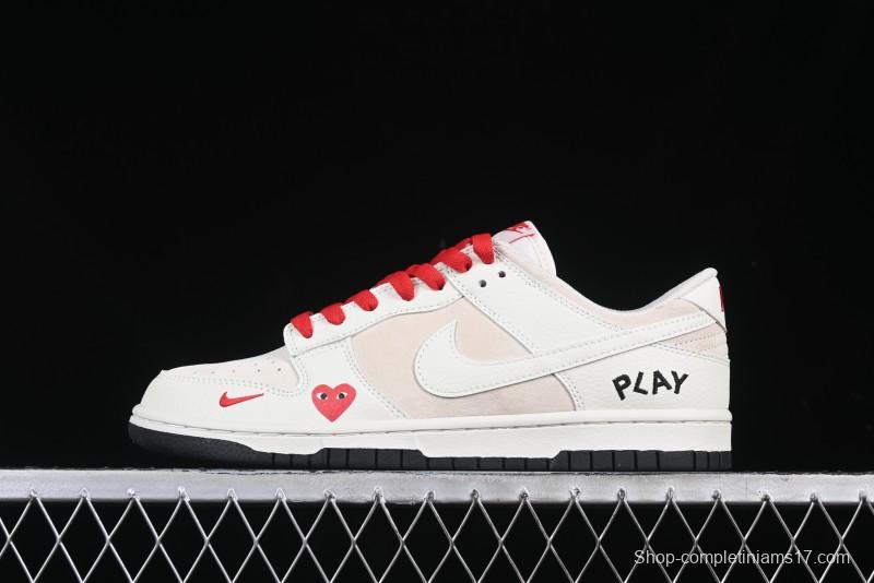 Nike SB Dunk Low Comme des Garcons Play Heart White Anniversary Custom Low-Top Casual Skate Shoes - DJ2024-052