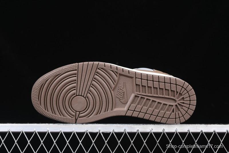 Nike Travis Scott x Fragment Design x Air Jordan 1 Low OG SP AJ1 Bape Collaboration Tea Brown Low-Top Casual Sneakers - BB6511-627