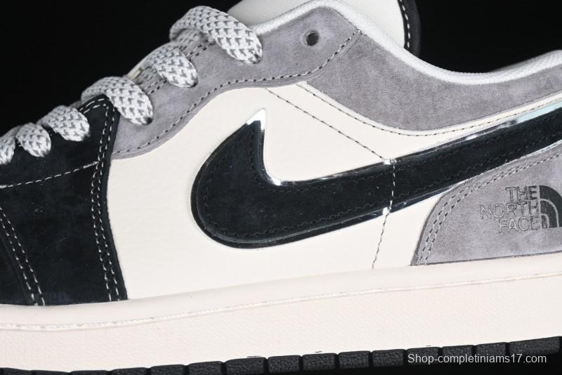 Nike Air Jordan 1 Low AJ1 The North Face Collaboration - Grey Black Toe Retro Basketball Shoes - XX3318-512