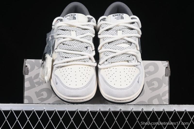 Nike SB Dunk Low The North Face x Supreme Collaboration Light Gray Hook Anniversary Custom Low-Top Casual Skate Shoes - YX5066-230
