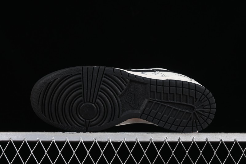 Nike Dunk Low LV Collaboration - Monogram Beige Black Hook SB Low Top Casual Skate Shoes - FC1688-189