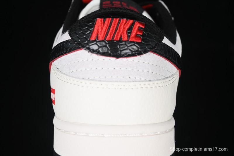 Nike SB Dunk Low Year of the Snake Series - Black Snakeskin with Black Swoosh Anniversary Custom Low-Top Casual Skate Shoes - DM6868-012