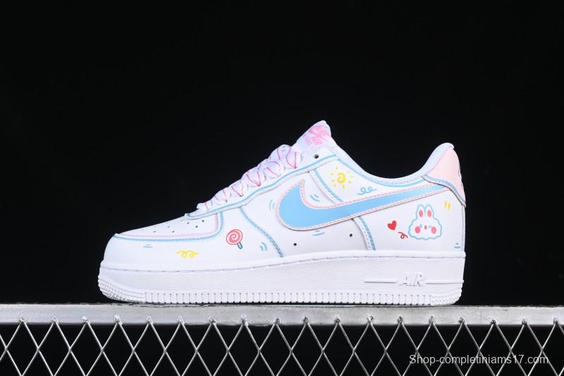 Nike Air Force 1 '07 Low Valentine's Day Limited Edition 2D Hand-Painted Graffiti Lollipop Casual Sneakers - TY0301-111