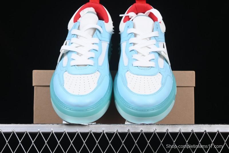 Christian Louboutin Funnyto Flat Comfortable Fashion Low-Top Sneakers with Raw Ice Blue Sole - X.D4