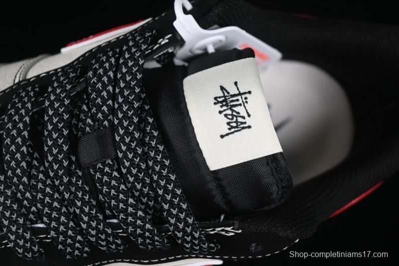 Nike Air Force 1 '07 Low Stussy Collaboration Black Stitch Red Swoosh Casual Sneakers - XS1958-518