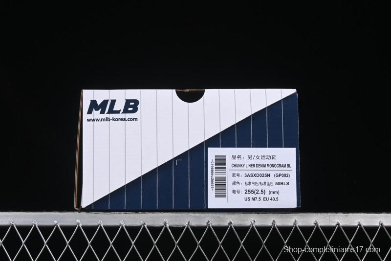 New York Yankees MLB Chunky Liner Denim Monogram Lightweight Elevated Platform Casual Sneakers - 3ASXD025N50BLS