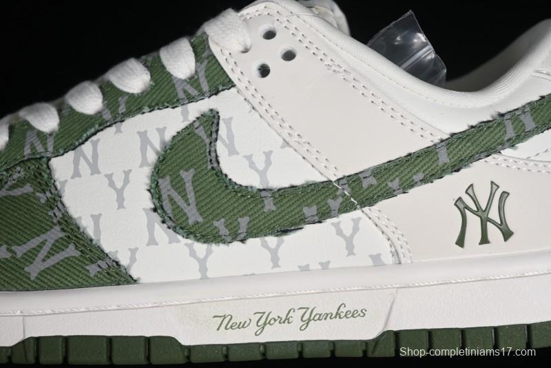 Nike SB Dunk Low MLB Collaboration - Green Denim Anniversary Custom Low-Top Casual Skate Shoes - DQ1098-345