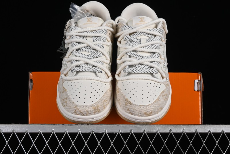 Nike SB Dunk Low LV Collaboration - Yellow Denim Print Anniversary High-End Custom Low-Top Casual Sneakers - SJ2068-247