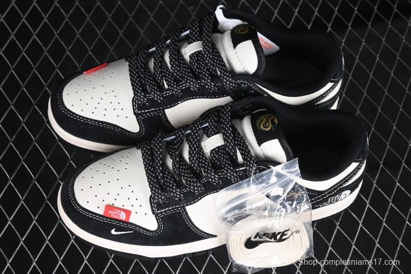 Nike SB Dunk Low The North Face Year of the Snake Black White Black Swoosh Anniversary Custom Low-Top Casual Sneakers - FC1688-210