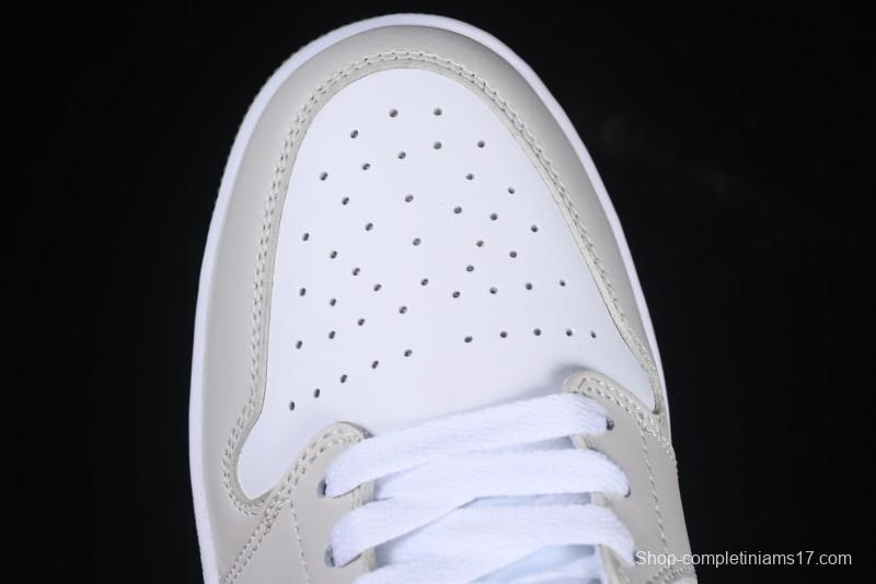 Nike Air Jordan 1 Low AJ1 Casual Sneakers with Cream and Blue Accents - 553558-146
